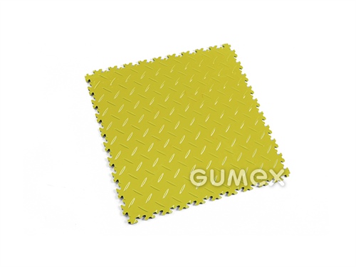 Dlaždica pre stredné zaťaženie FORTELOCK 2050, hrúbka 7mm, 510x510mm, 92°Sh, desén diamant, PVC, žltá